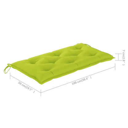 Zahradní Lavice S Jasně Zelenou Poduškou 112 Cm Masivní Teak