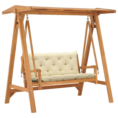 Houpačka S Krémově Bílou Poduškou 170 Cm Masivní Teak