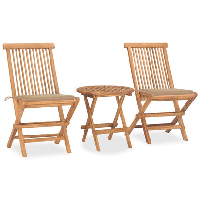 3Dílný Skládací Zahradní Jídelní Set S Poduškou Masivní Teak