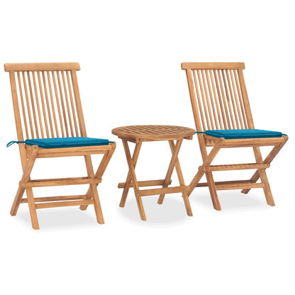 3Dílný Skládací Zahradní Jídelní Set S Poduškou Masivní Teak