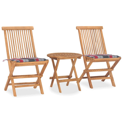 3Dílný Skládací Zahradní Jídelní Set S Poduškou Masivní Teak