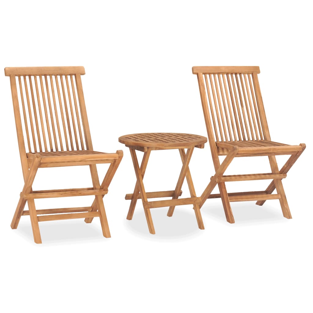 3Dílný Skládací Zahradní Jídelní Set S Poduškou Masivní Teak