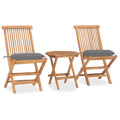 3Dílný Skládací Zahradní Jídelní Set S Poduškou Masivní Teak
