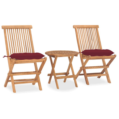3Dílný Skládací Zahradní Jídelní Set S Poduškou Masivní Teak