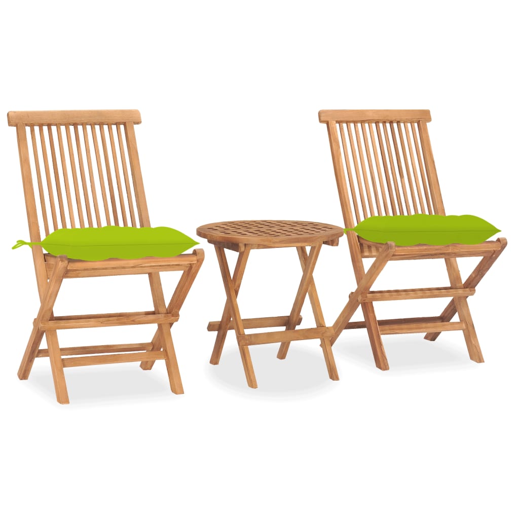 3Dílný Skládací Zahradní Jídelní Set S Poduškou Masivní Teak
