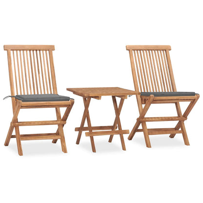 3Dílný Skládací Zahradní Jídelní Set S Poduškou Masivní Teak