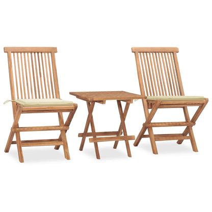 3Dílný Skládací Zahradní Jídelní Set S Poduškou Masivní Teak