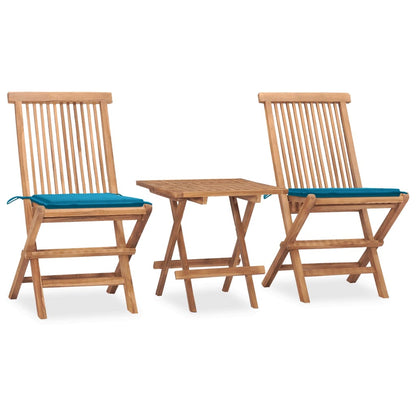 3Dílný Skládací Zahradní Jídelní Set S Poduškou Masivní Teak