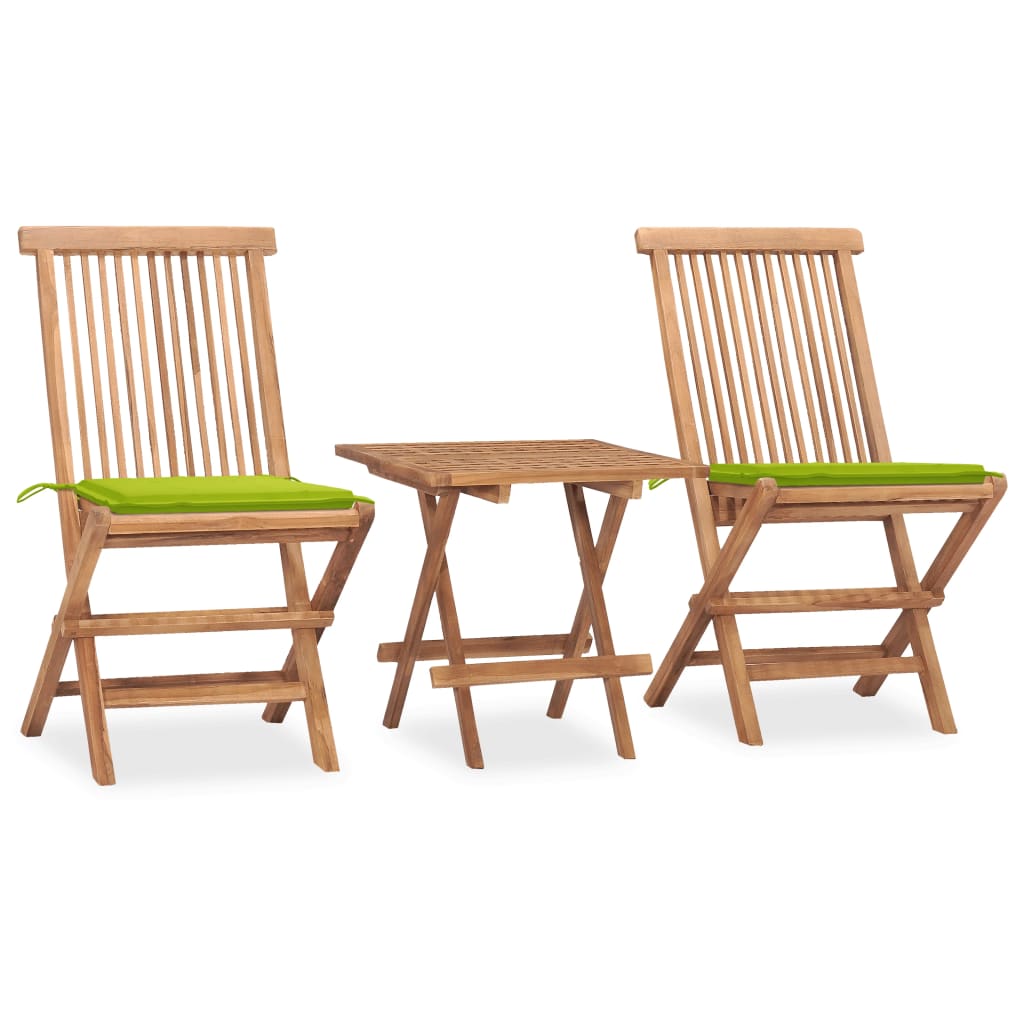 3Dílný Skládací Zahradní Jídelní Set S Poduškou Masivní Teak