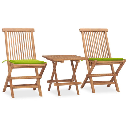 3Dílný Skládací Zahradní Jídelní Set S Poduškou Masivní Teak