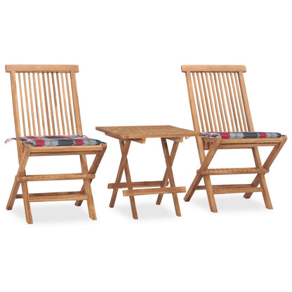 3Dílný Skládací Zahradní Jídelní Set S Poduškou Masivní Teak