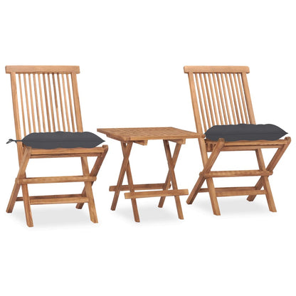3Dílný Skládací Zahradní Jídelní Set S Poduškou Masivní Teak