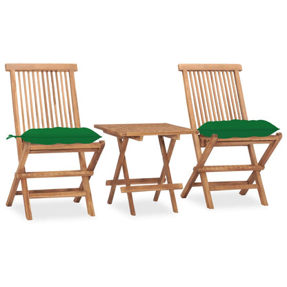 3Dílný Skládací Zahradní Jídelní Set S Poduškou Masivní Teak