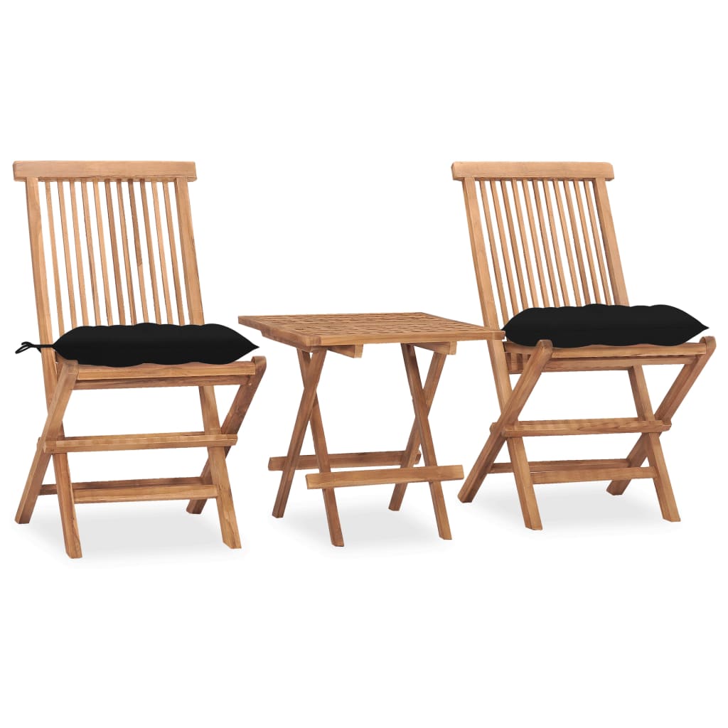 3Dílný Skládací Zahradní Jídelní Set S Poduškou Masivní Teak