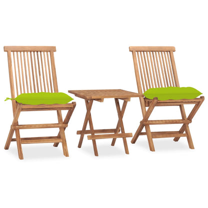 3Dílný Skládací Zahradní Jídelní Set S Poduškou Masivní Teak