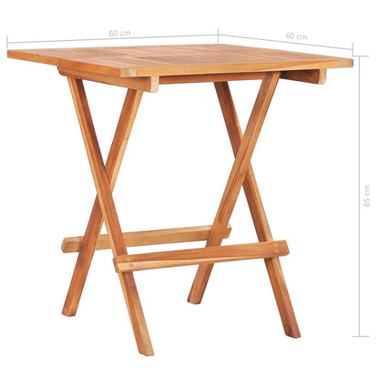 3Dílný Bistro Set S Červenými Károvanými Poduškami Masivní Teak