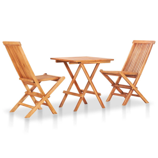 3Dílný Bistro Set S Černými Poduškami Masivní Teakové Dřevo