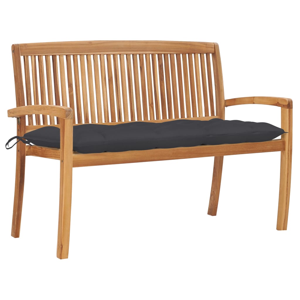 Stohovatelná Zahradní Lavice S Poduškou 128,5 Cm Masivní Teak