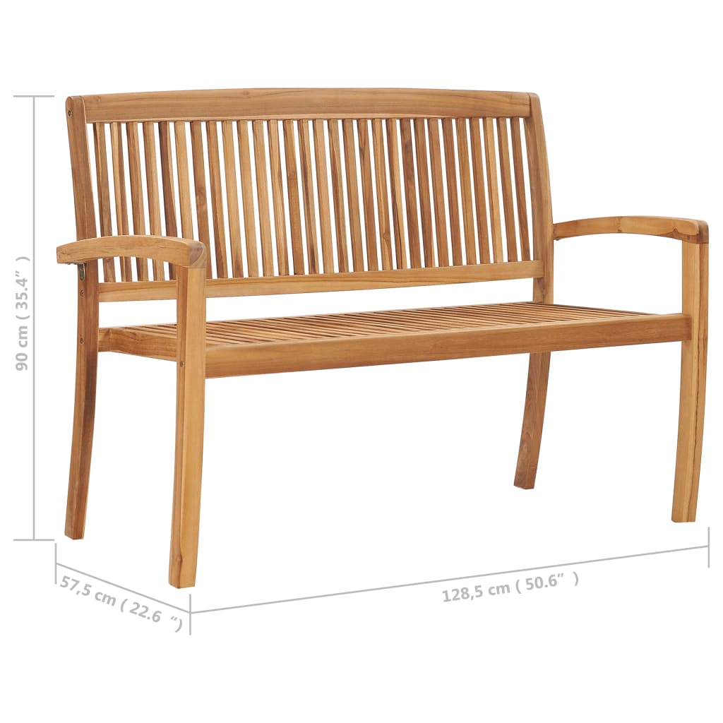 Stohovatelná Zahradní Lavice S Poduškou 128,5 Cm Masivní Teak