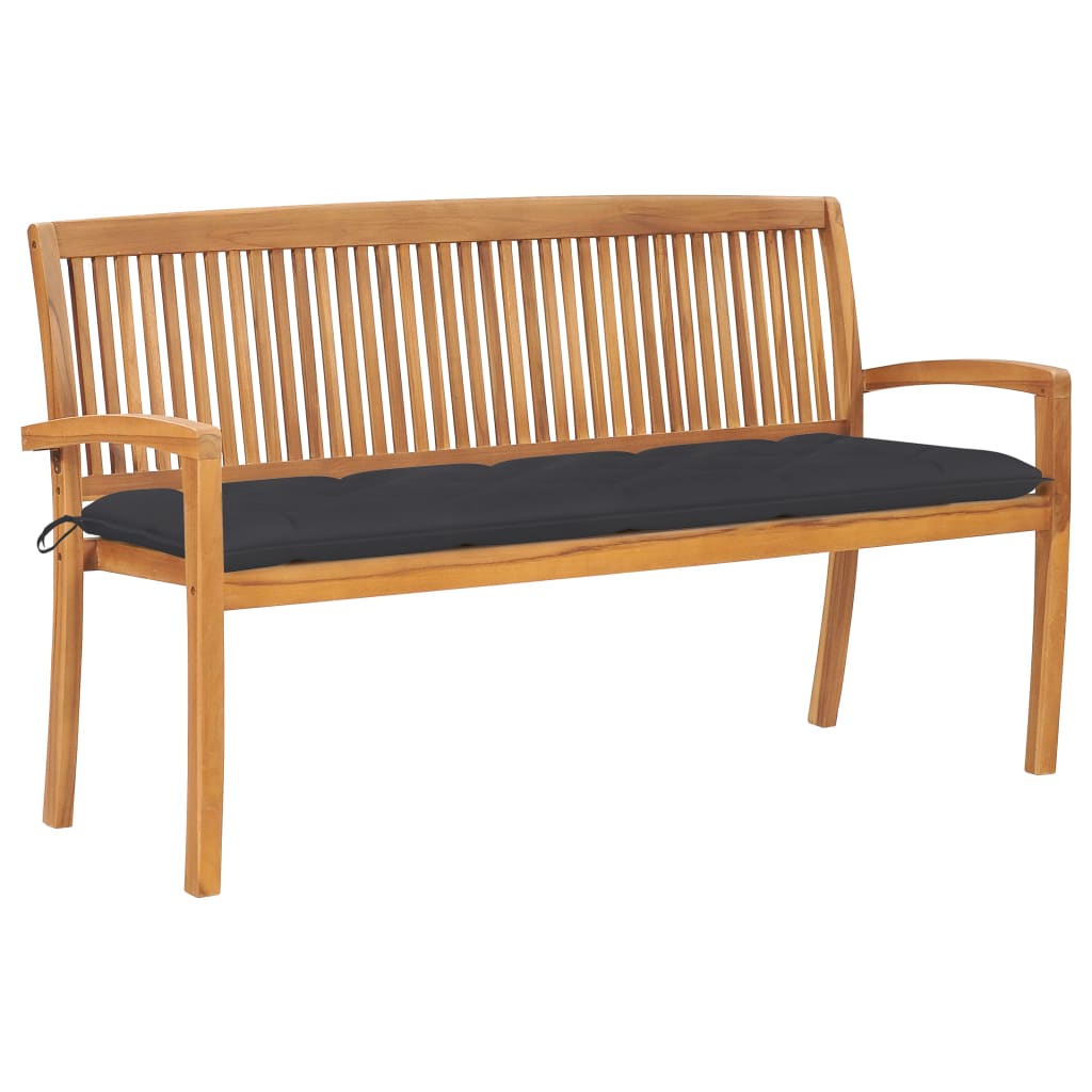 Stohovatelná Zahradní Lavice S Poduškou 128,5 Cm Masivní Teak