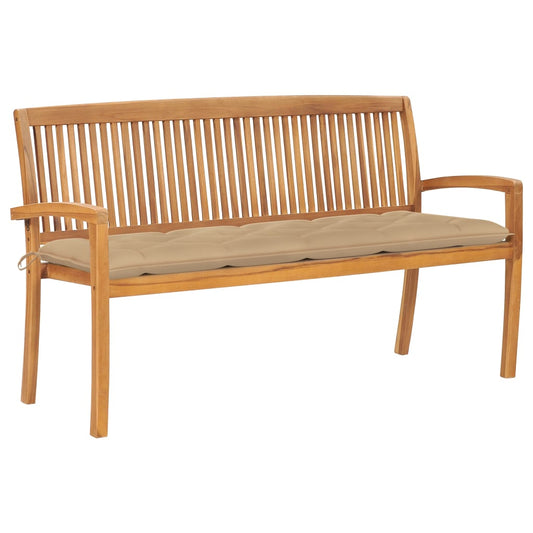 Stohovatelná Zahradní Lavice S Poduškou 159 Cm Masivní Teak
