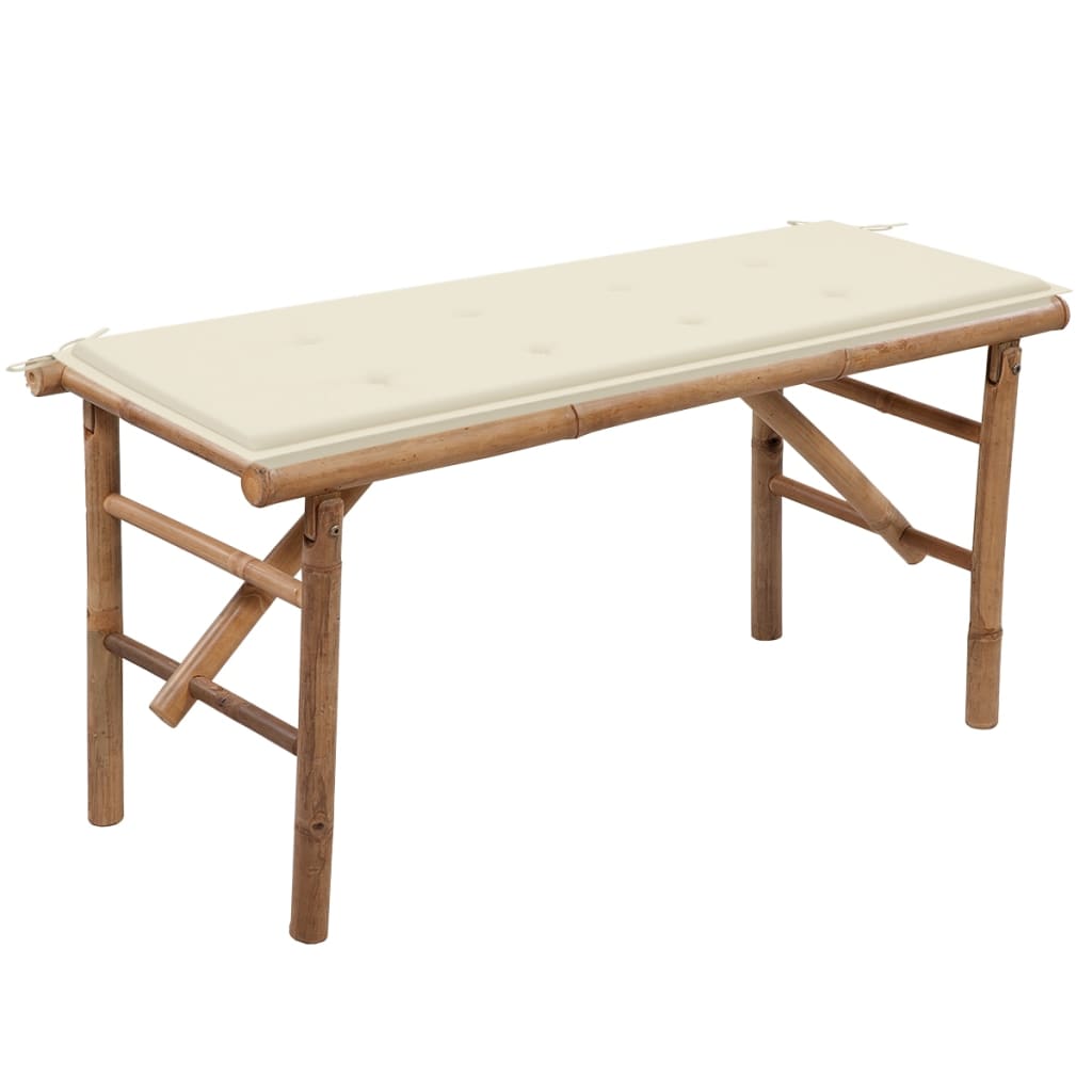 Skládací Zahradní Lavice S Poduškou 118 Cm Bambus