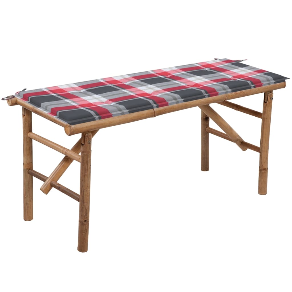 Skládací Zahradní Lavice S Poduškou 118 Cm Bambus