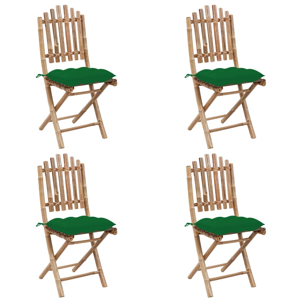 5Dílný Skládací Zahradní Jídelní Set S Poduškami Bambus