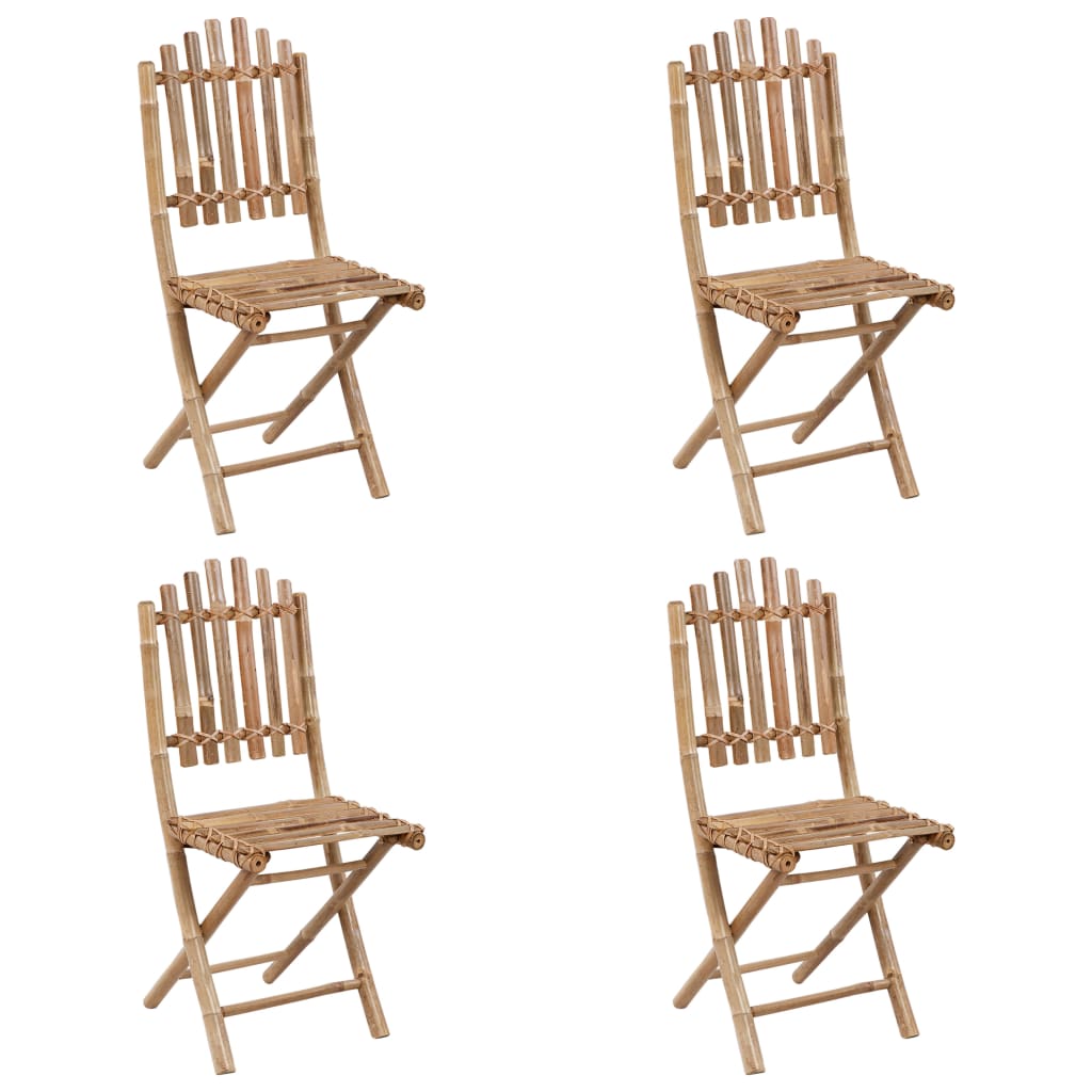 5Dílný Skládací Zahradní Jídelní Set S Poduškami Bambus