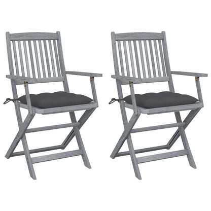 Skládací Zahradní Židle S Poduškami 2 Ks Masivní Akáciové Dřevo