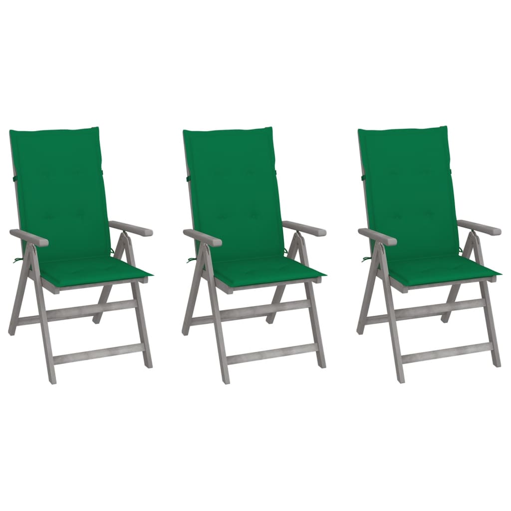 Zahradní Polohovací Židle S Poduškami 3 Ks Masivní Akácie
