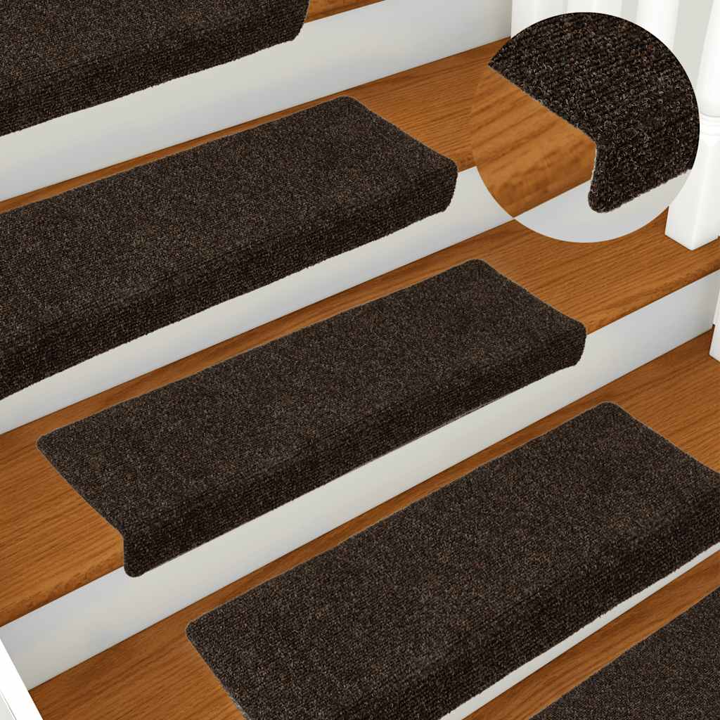 Schodové Rohože Samolepicí 15 Ks 65 X 21 X 4 Cm Tmavě Šedé S Obdélníkovým Okrajem