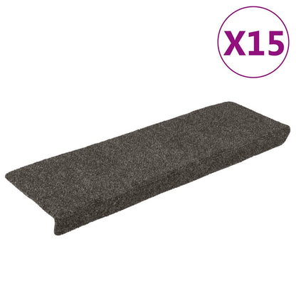 Schodové Rohože Samolepicí 15 Ks 65 X 21 X 4 Cm Tmavě Šedé S Obdélníkovým Okrajem