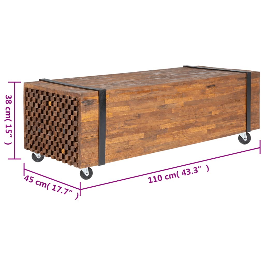 Konferenční Stolek 110 X 45 X 38 Cm Masivní Teakové Dřevo