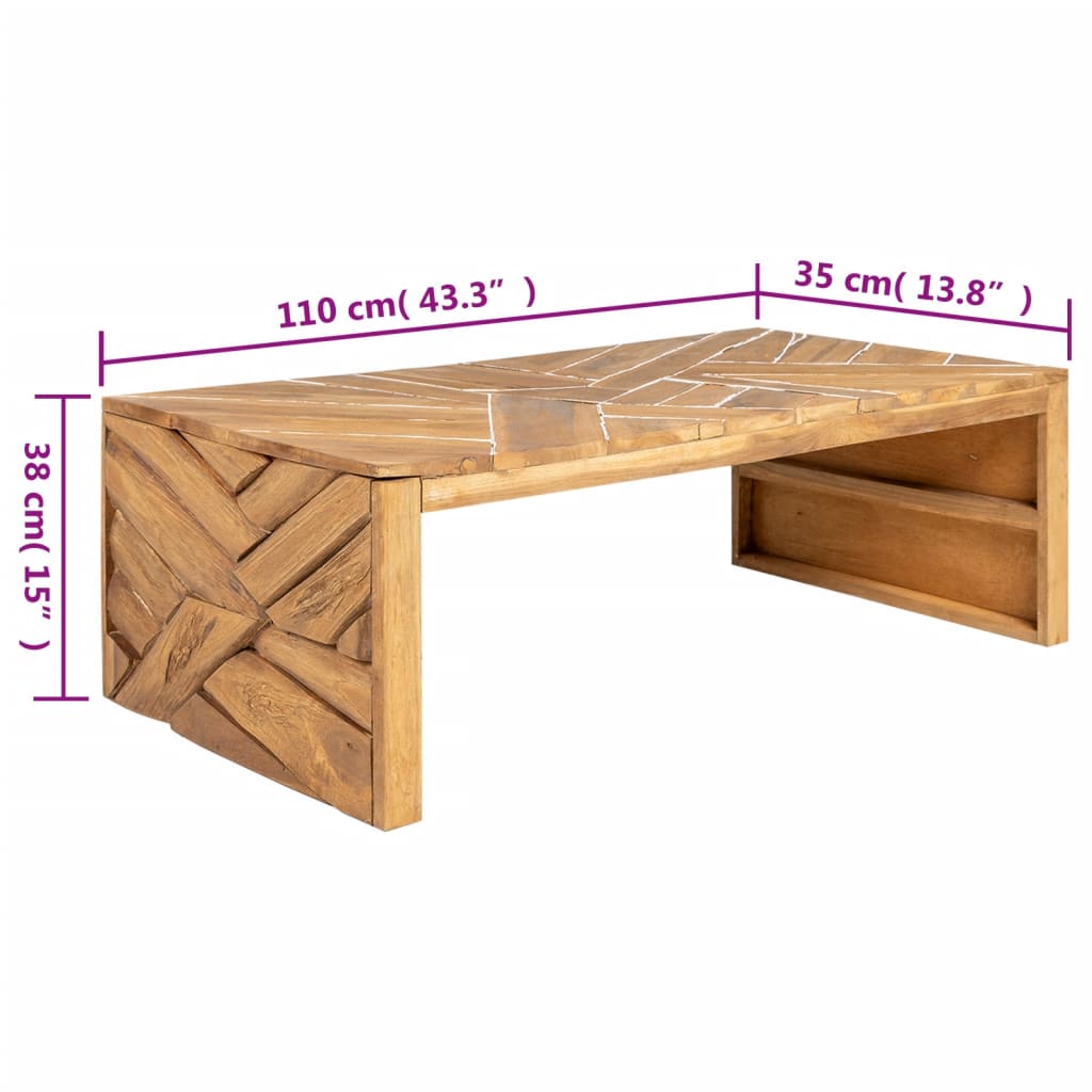 Konferenční Stolek Erozní Masivní Teak 110 X 35 X 38 Cm