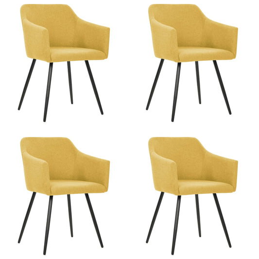 Jídelní Židle 4 Ks Žluté Textil