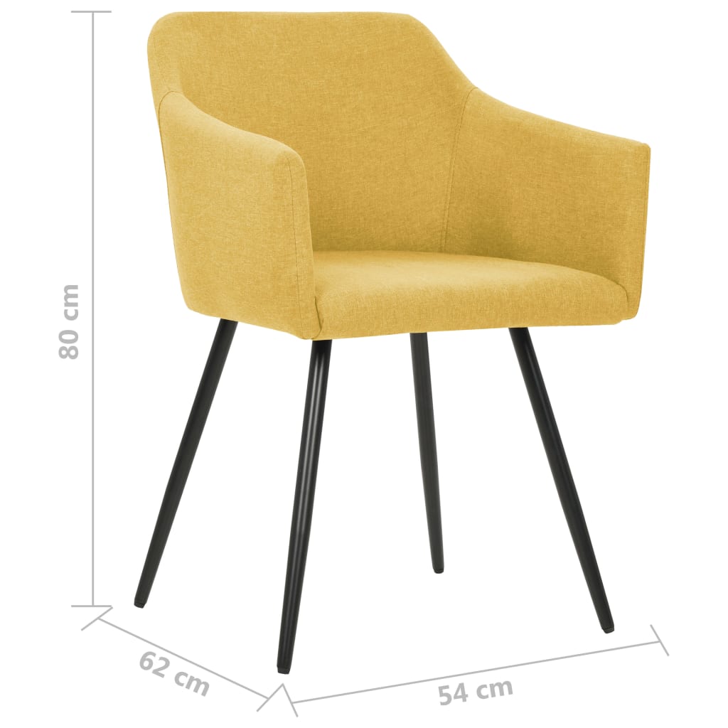 Jídelní Židle 4 Ks Žluté Textil