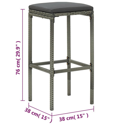 5Dílný Zahradní Barový Set S Poduškami Polyratan Šedý