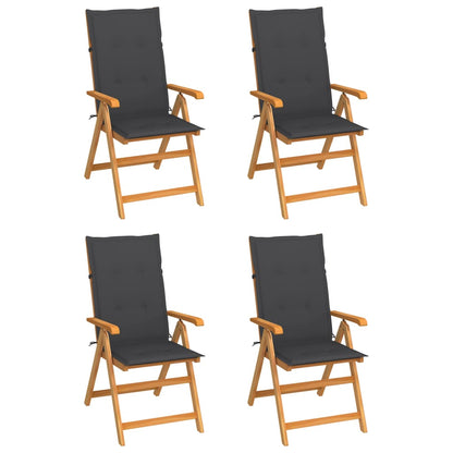 Zahradní Židle 4 Ks Černé Podušky Masivní Teak