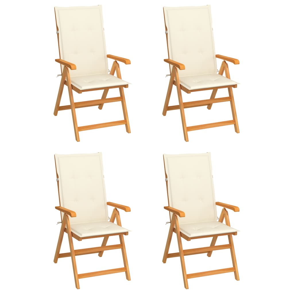 Zahradní Židle 4 Ks Černé Podušky Masivní Teak