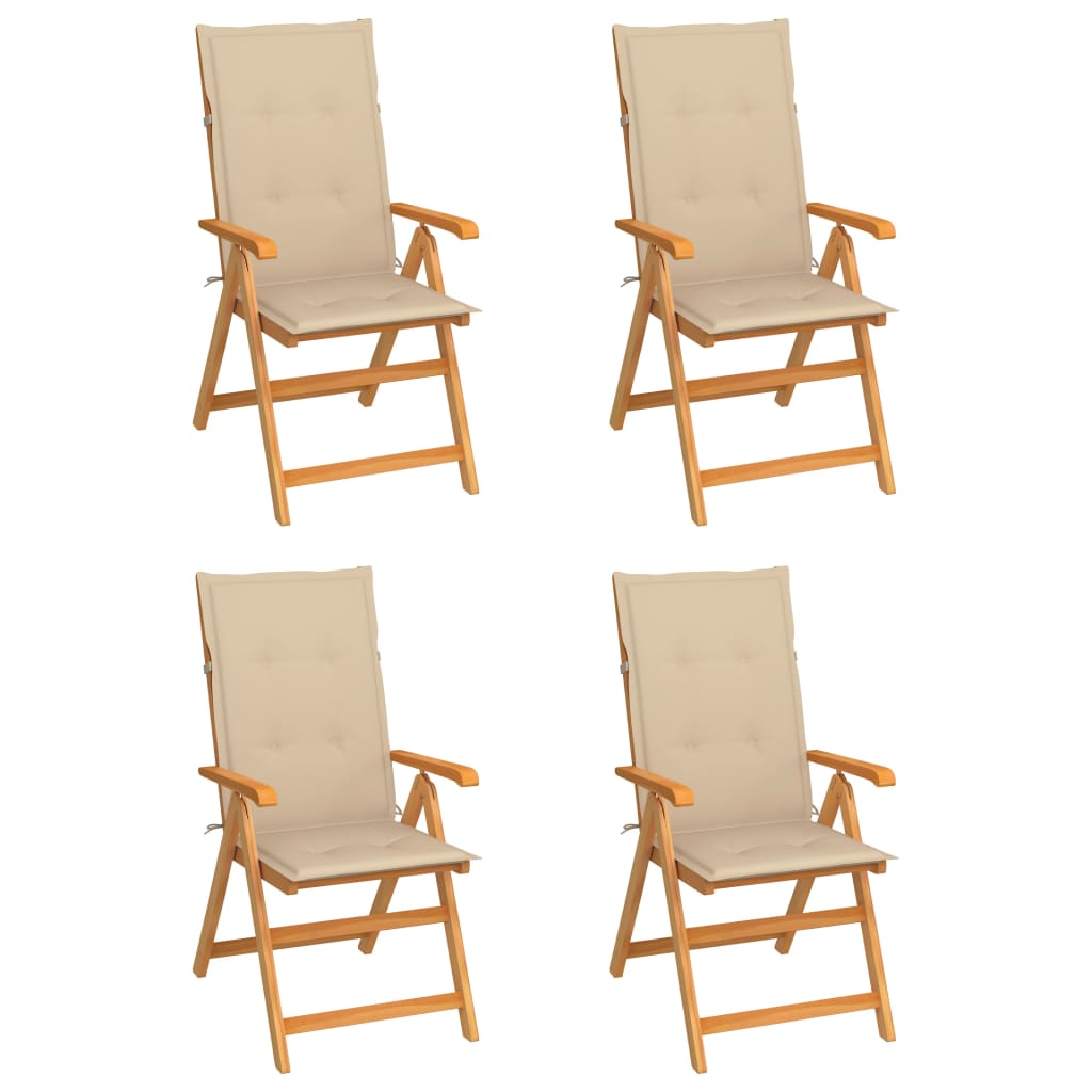 Zahradní Židle 4 Ks Černé Podušky Masivní Teak