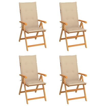 Zahradní Židle 4 Ks Černé Podušky Masivní Teak