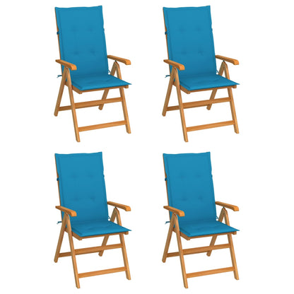 Zahradní Židle 4 Ks Černé Podušky Masivní Teak