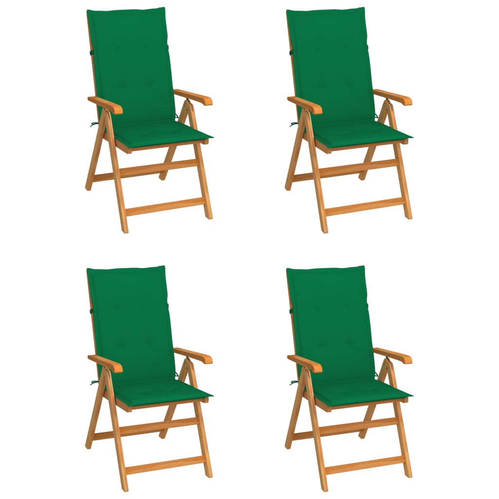 Zahradní Židle 4 Ks Černé Podušky Masivní Teak