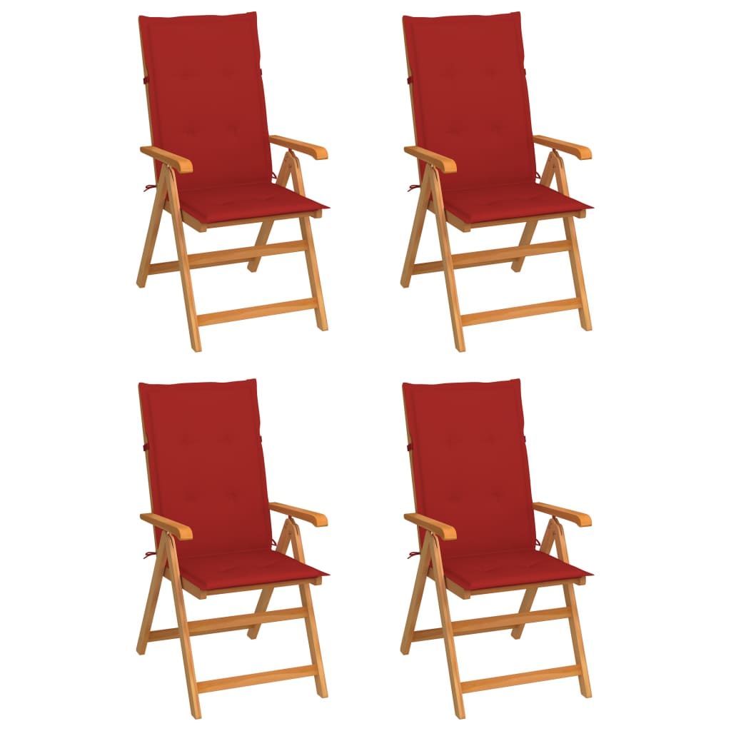 Zahradní Židle 4 Ks Černé Podušky Masivní Teak