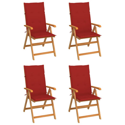 Zahradní Židle 4 Ks Černé Podušky Masivní Teak