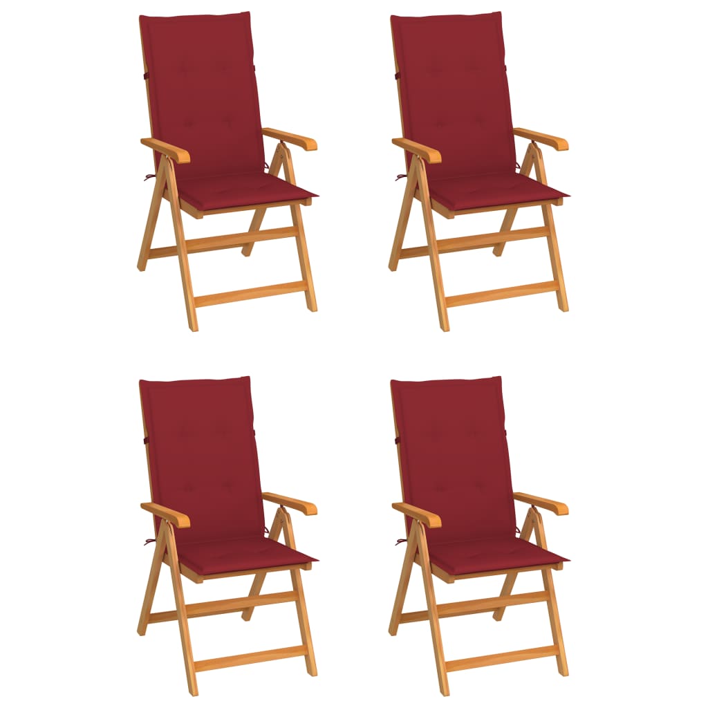 Zahradní Židle 4 Ks Černé Podušky Masivní Teak