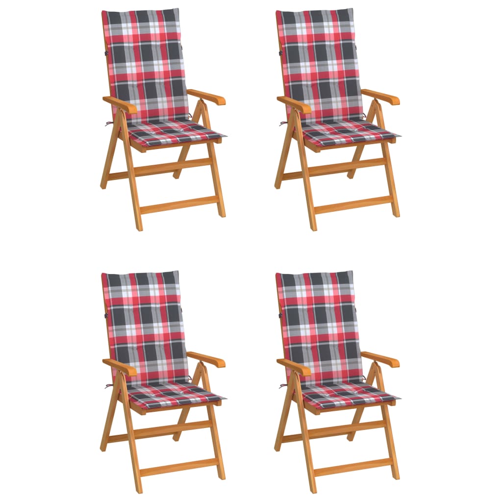 Zahradní Židle 4 Ks Černé Podušky Masivní Teak