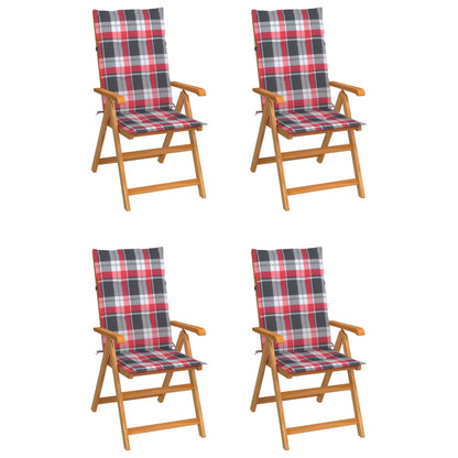 Zahradní Židle 4 Ks Černé Podušky Masivní Teak