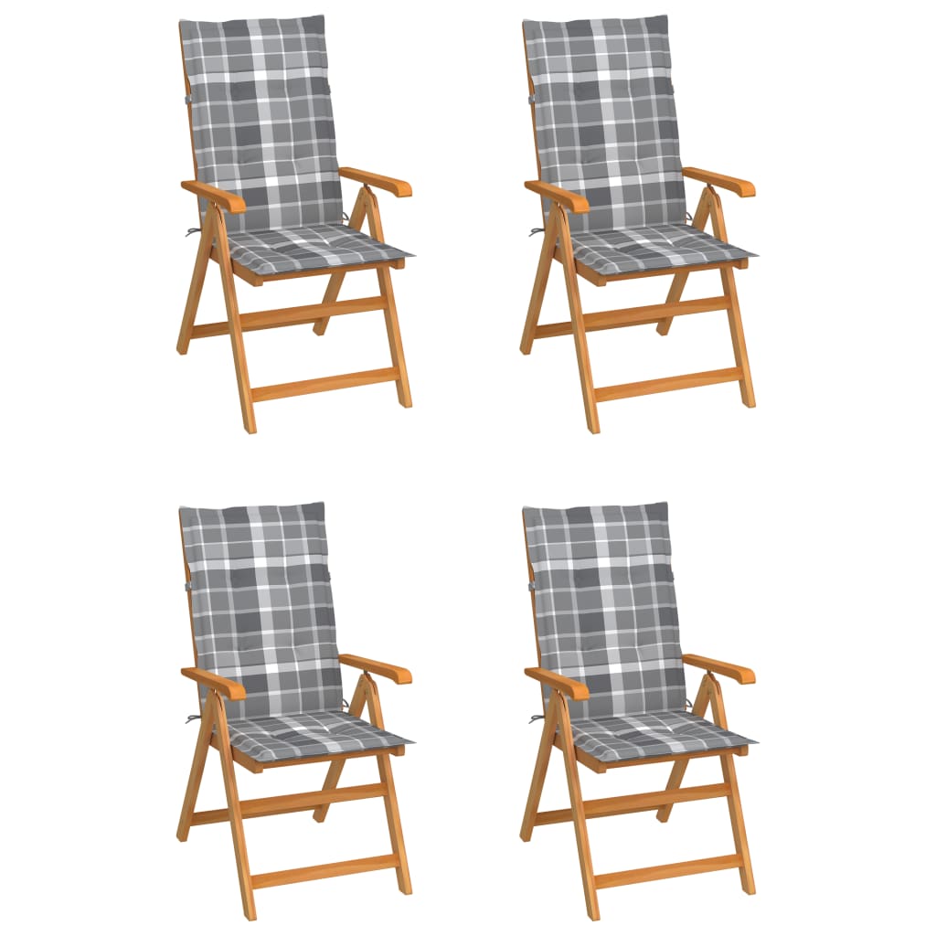 Zahradní Židle 4 Ks Černé Podušky Masivní Teak